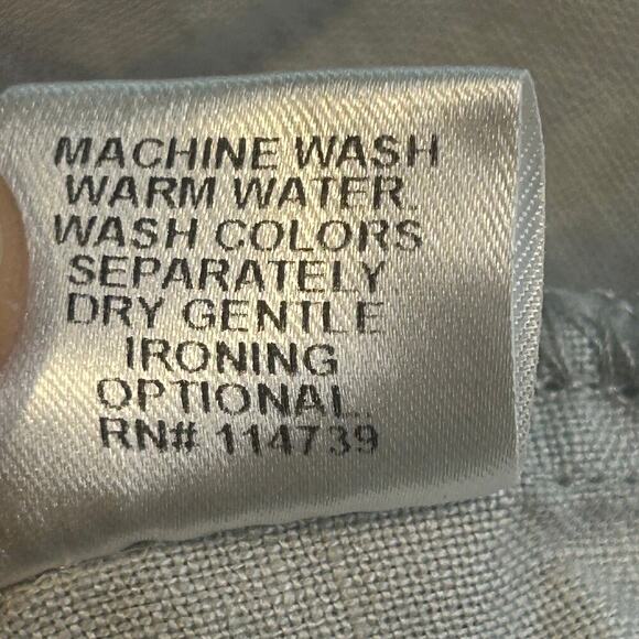 Flax light gray pull on wide leg cropped 100% linen pants with pockets size L - Picture 6 of 6